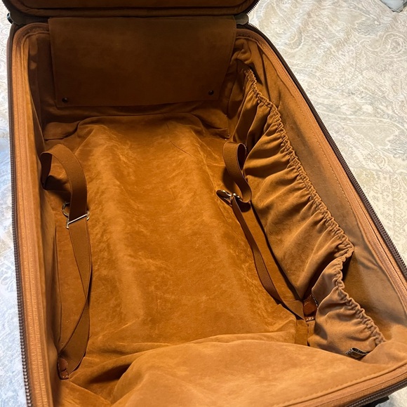 Patricia Nash Vintage Map Print Tan Leather Carryon Vertical Suitcase - Picture 8 of 15